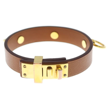 Hermes Mini Dog Anno Swift Leather Bracelet Gold Brown — view 2