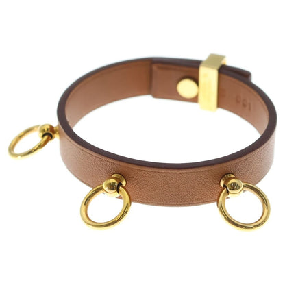 Hermes Mini Dog Anno Swift Leather Bracelet Gold Brown