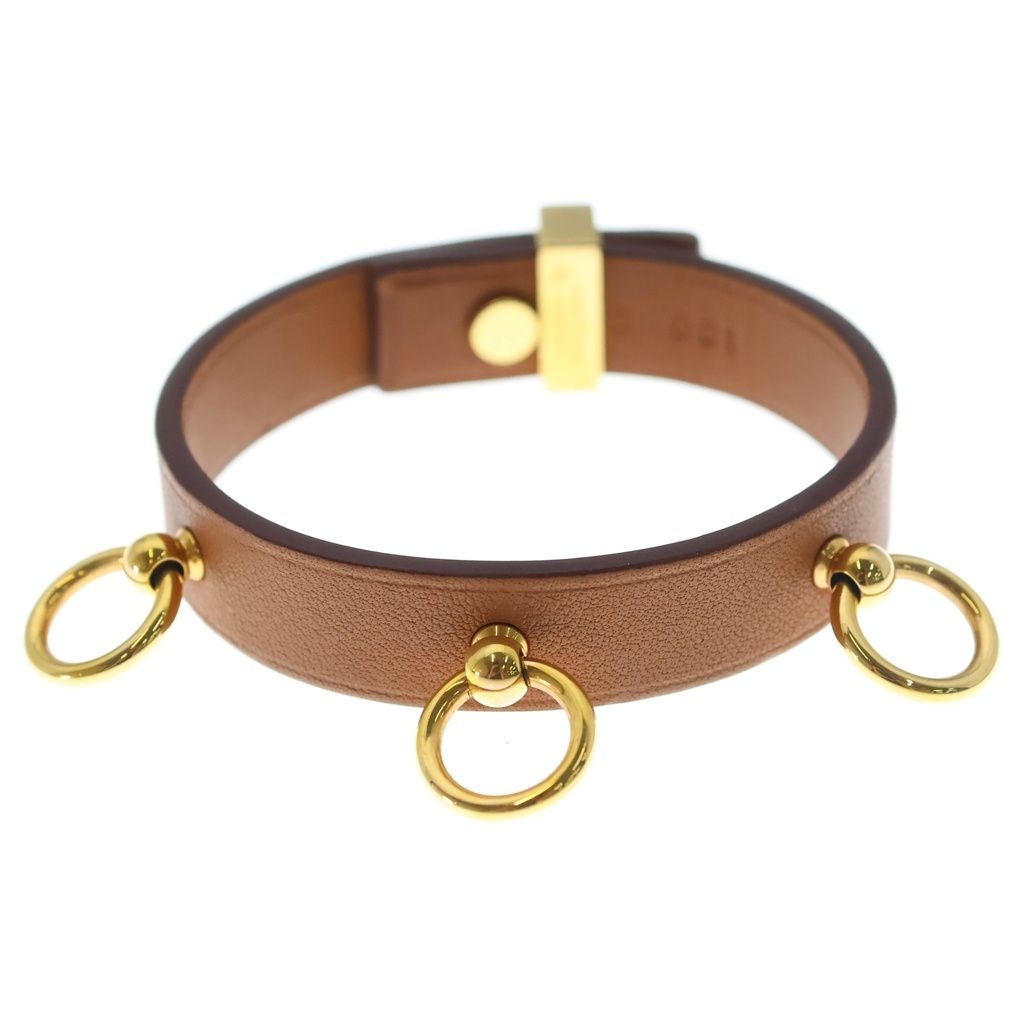 Hermes Mini Dog Anno Swift Leather Bracelet Gold Brown — view 4