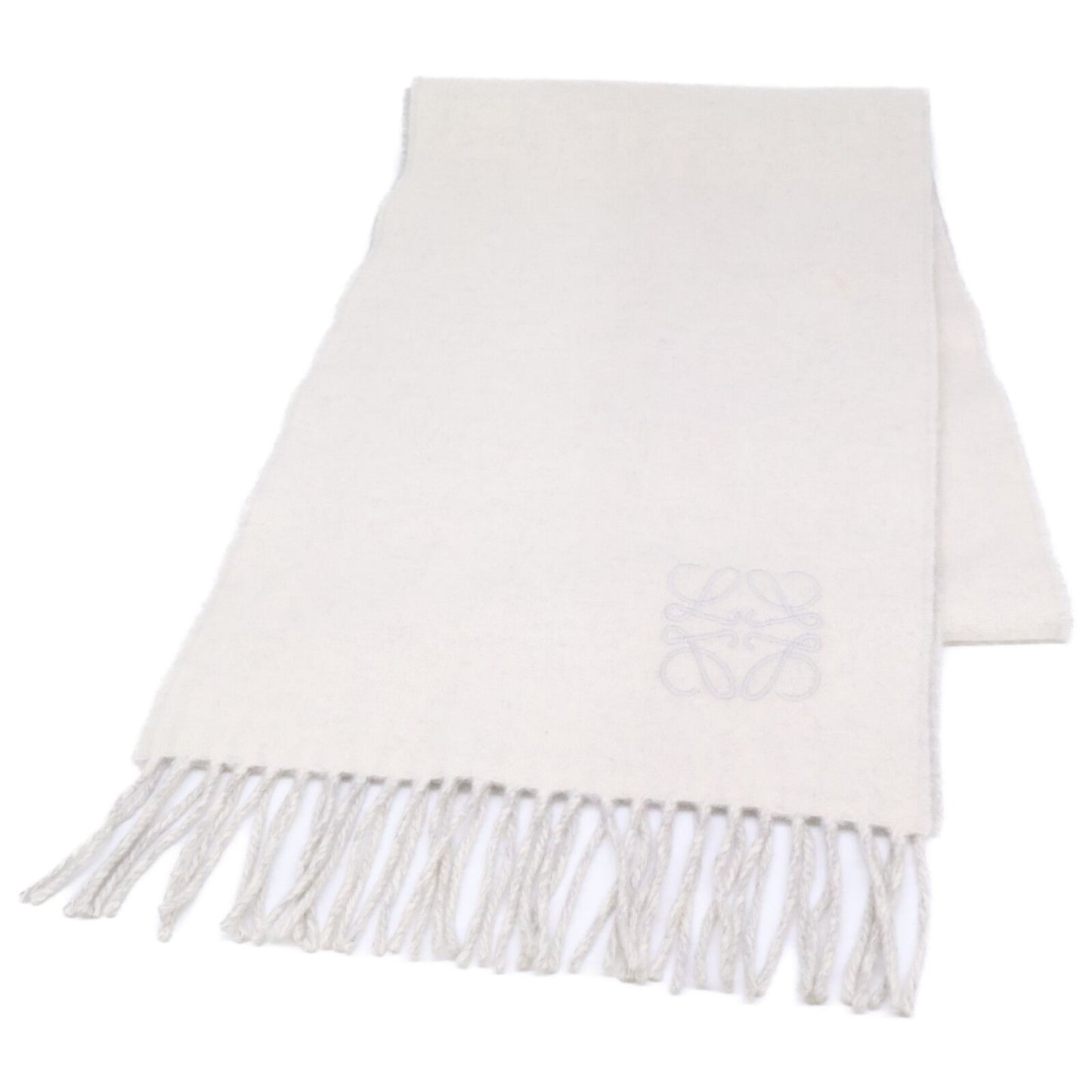 Loewe Anagram Wool Cashmere Reversible Fringe Scarf