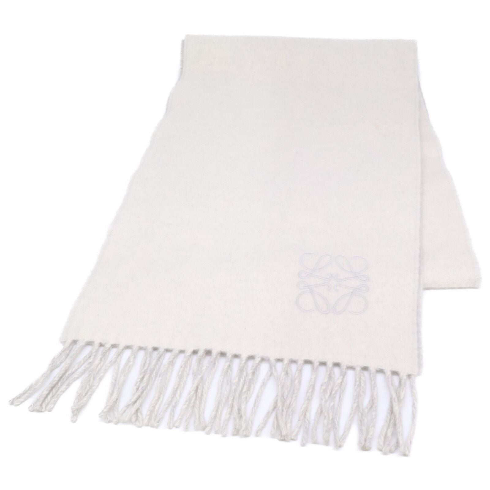 Loewe Anagram Wool Cashmere Reversible Fringe Scarf
