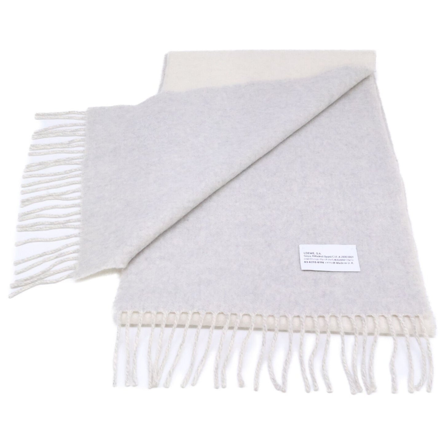 Loewe Anagram Wool Cashmere Reversible Fringe Scarf — view 4