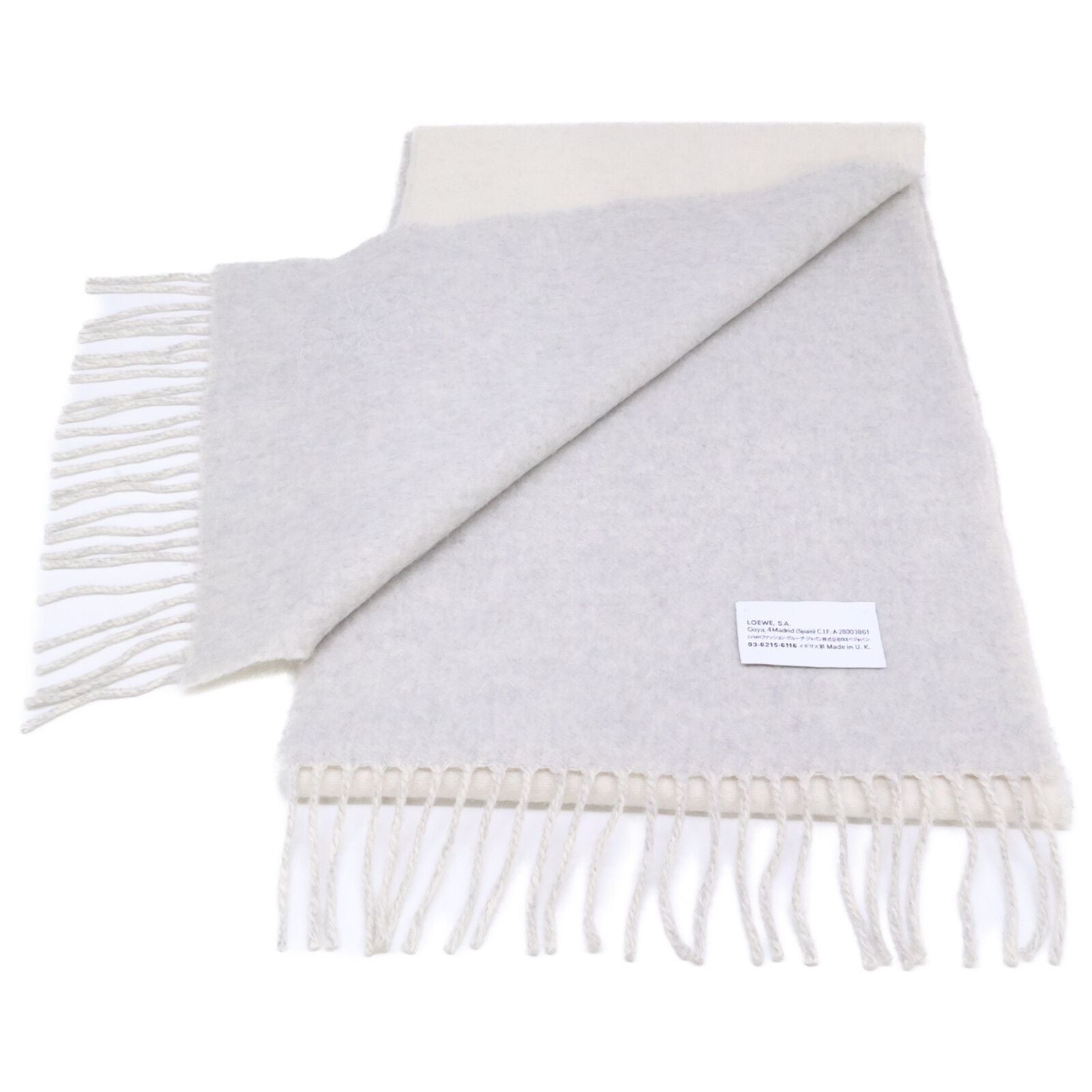 Loewe Anagram Wool Cashmere Reversible Fringe Scarf — view 4