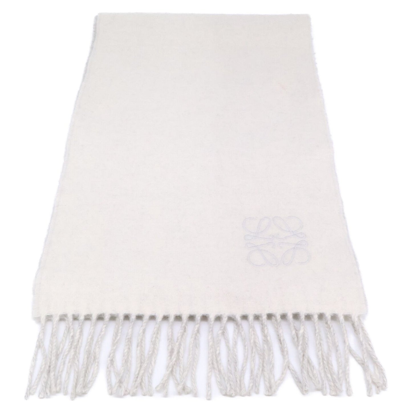 Loewe Anagram Wool Cashmere Reversible Fringe Scarf — view 2