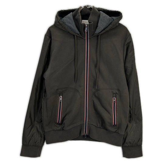 Moncler Khaki Maglia Cardigan Nylon Cut Replacement Hooded Zip Up Jacket