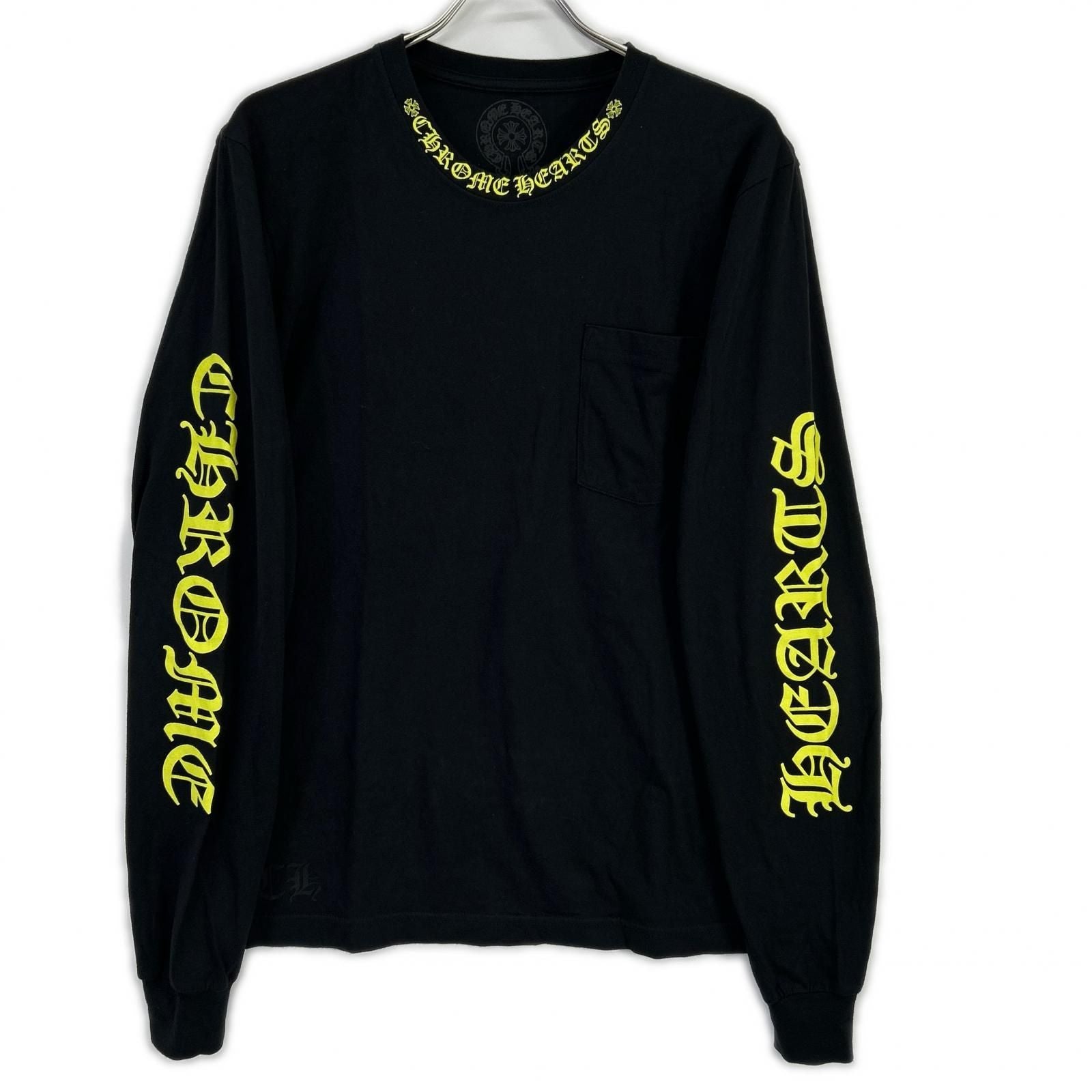 Chrome Hearts Black Yellow Neck Logo L S T-Shirt