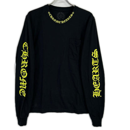 Chrome Hearts Black Yellow Neck Logo L S T-Shirt