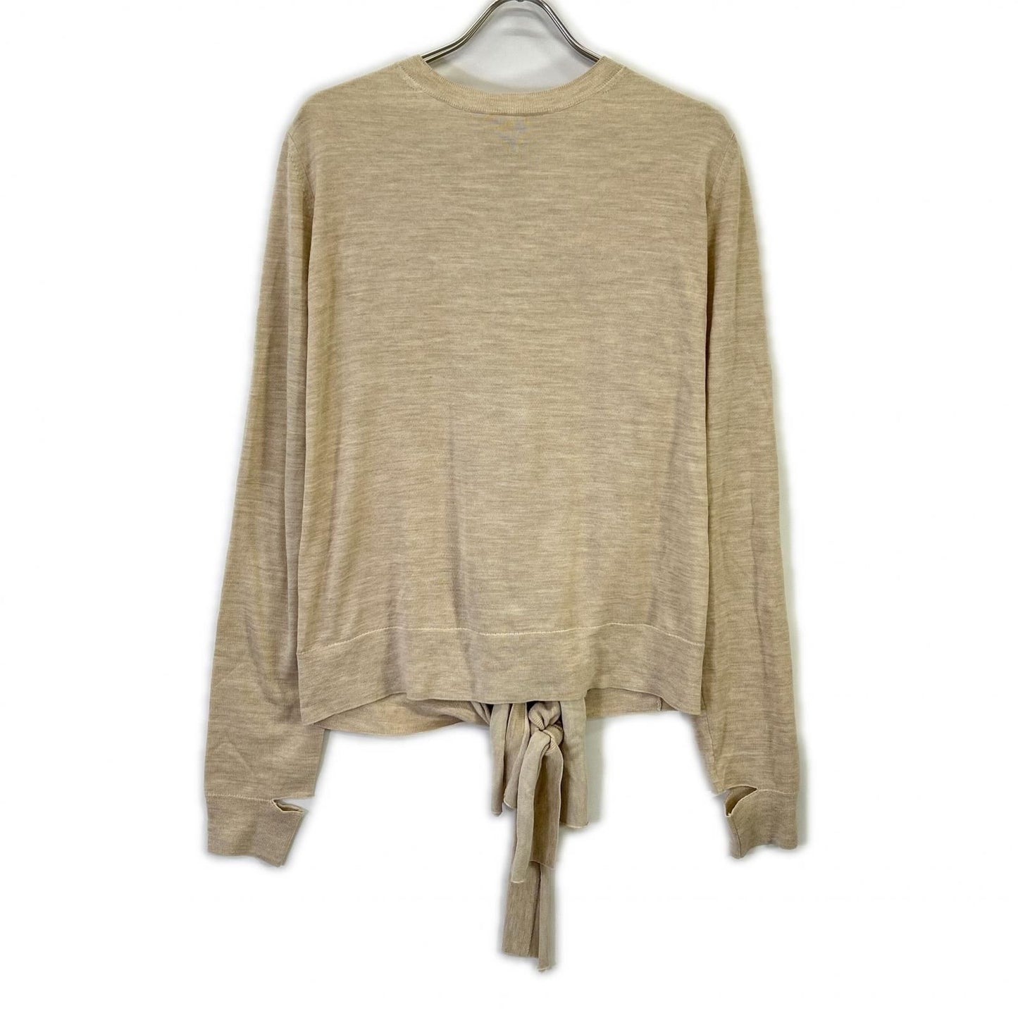 Celine Phoebe Beige Wool Silk Back Ribbon Pullover Knit Sweater