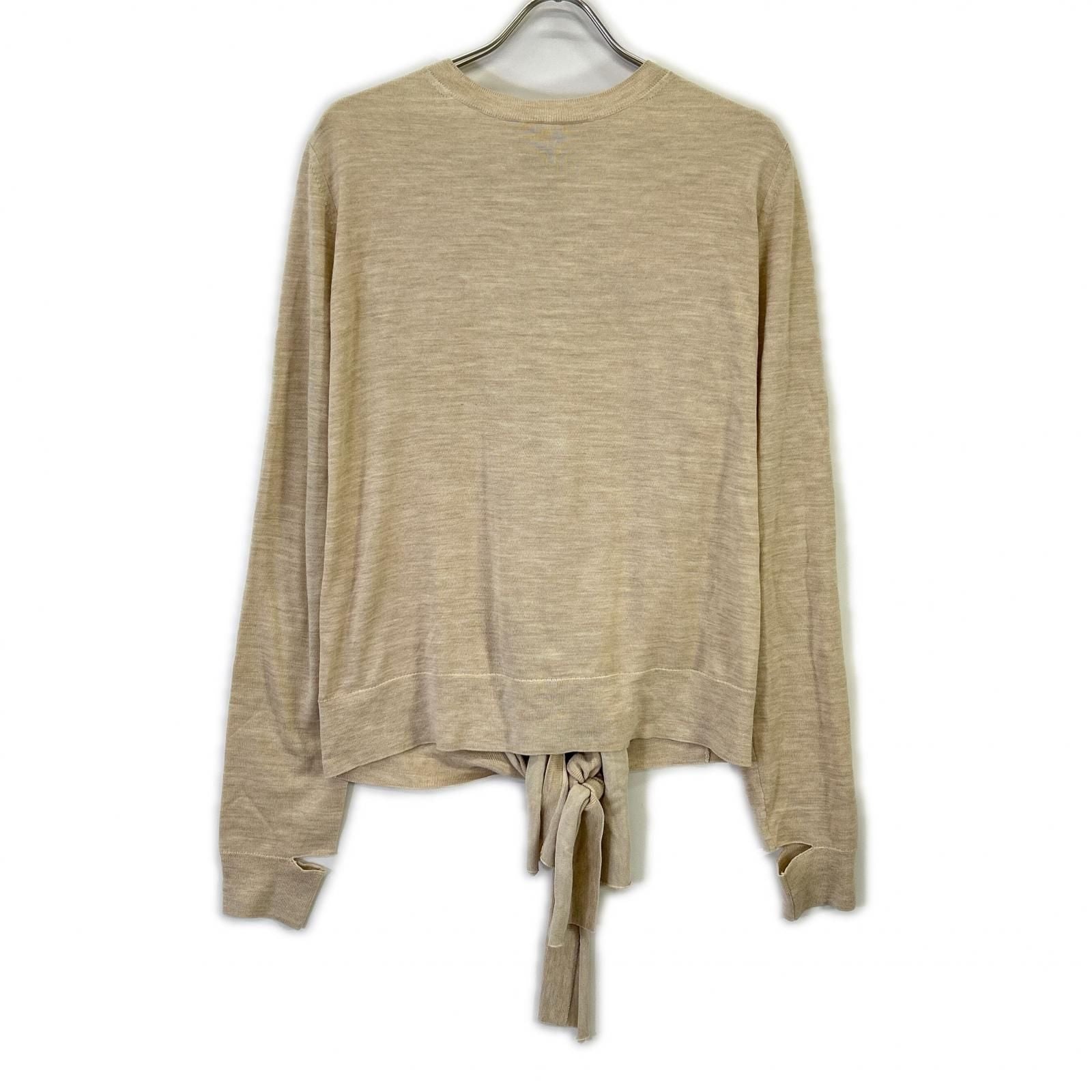 Celine Phoebe Beige Wool Silk Back Ribbon Pullover Knit Sweater