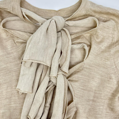 Celine Phoebe Beige Wool Silk Back Ribbon Pullover Knit Sweater — view 5