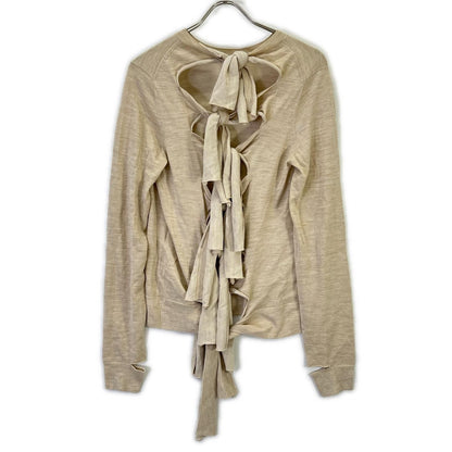 Celine Phoebe Beige Wool Silk Back Ribbon Pullover Knit Sweater — view 2