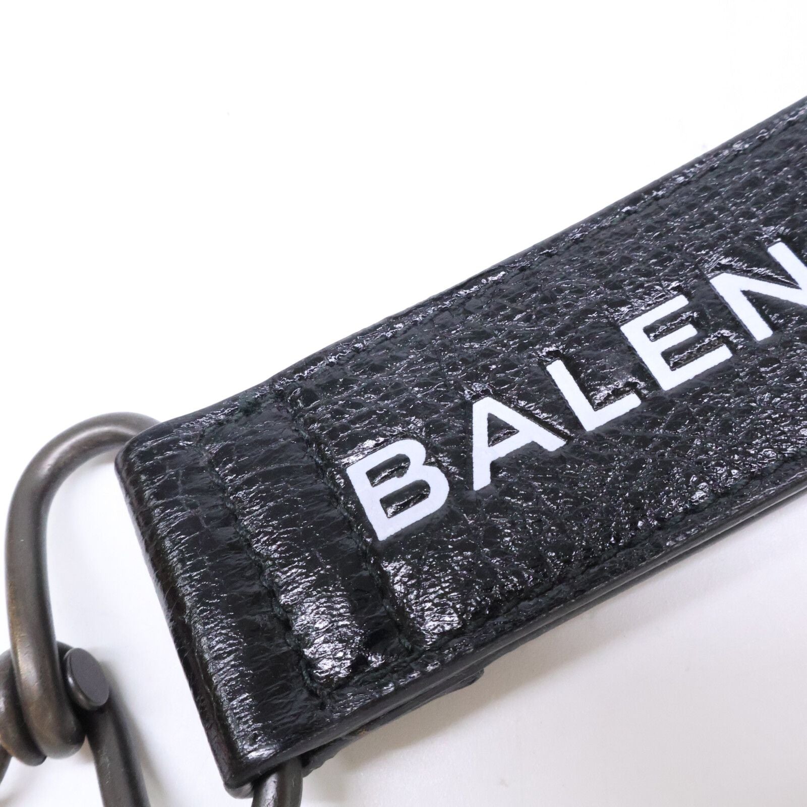 Balenciaga Logo Keyring Leather Lanyard Strap Key Holder — view 7