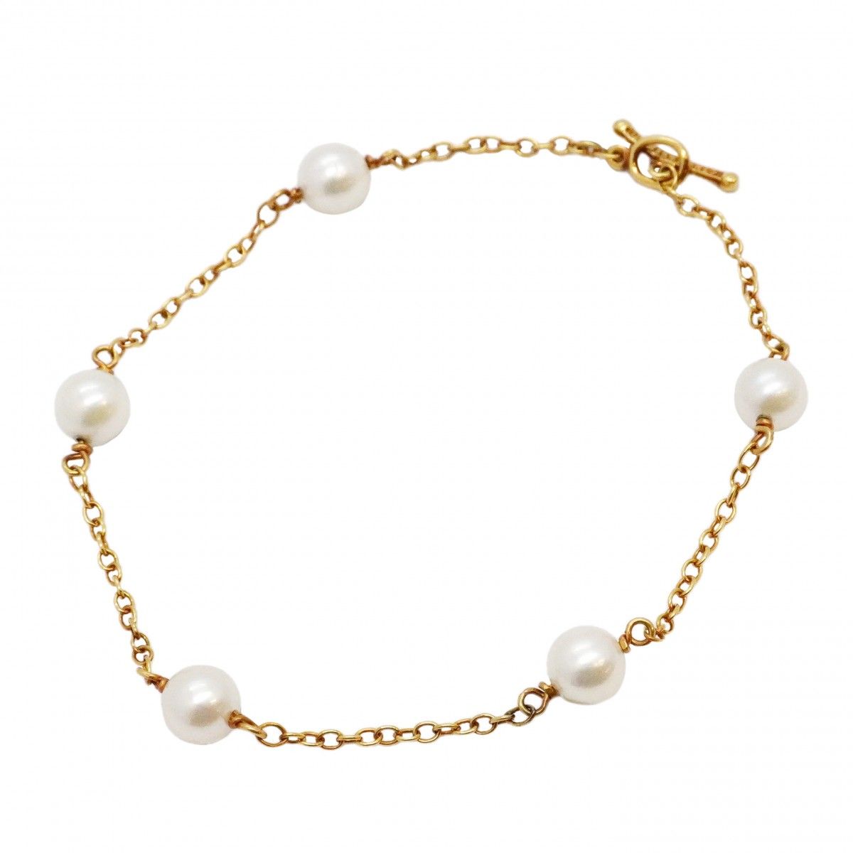 Tiffany & Co Bracelet by the Yard Station 18k Yellow Gold Pearl