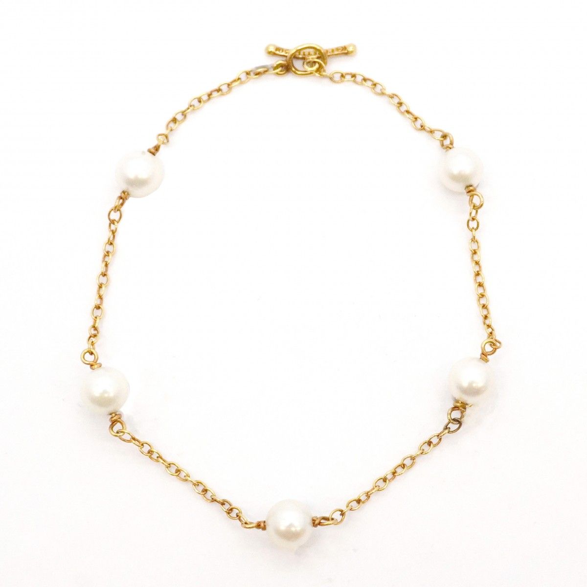 Tiffany & Co Bracelet by the Yard Station 18k Yellow Gold Pearl — view 3