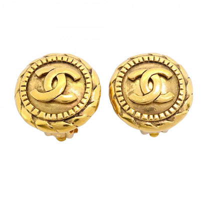 Chanel Earrings Vintage CC Logo Round