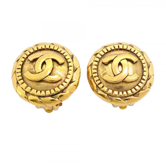 Chanel Earrings Vintage CC Logo Round