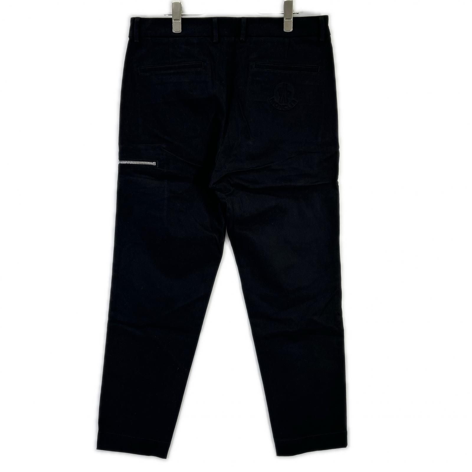 Moncler Black Trousers Embossed Logo Chino Pants 48 — view 2