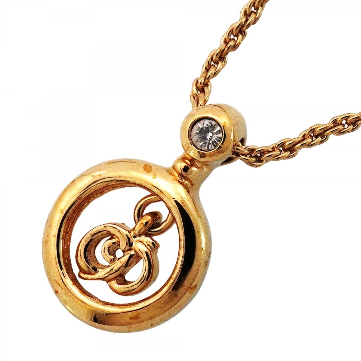 Dior Necklace CD Logo Gold Plated Rhinestone