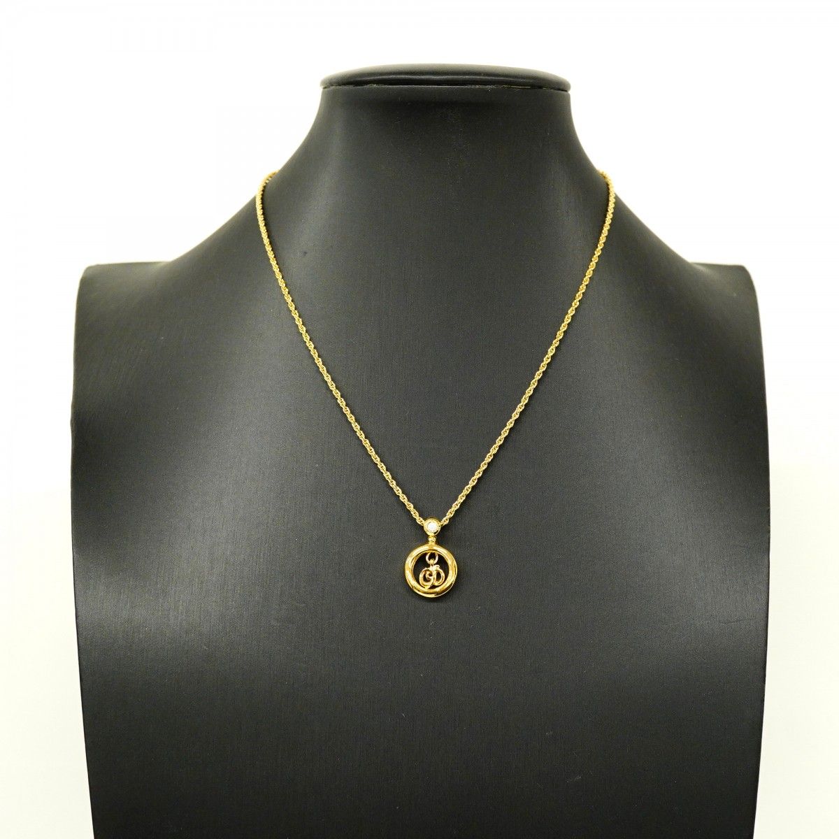Dior Necklace CD Logo Gold Plated Rhinestone — view 5
