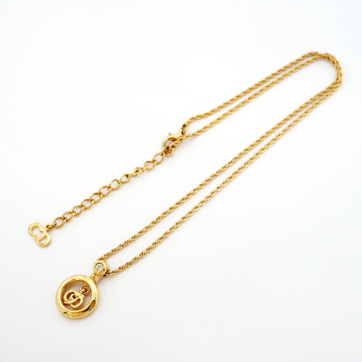 Dior Necklace CD Logo Gold Plated Rhinestone — view 3