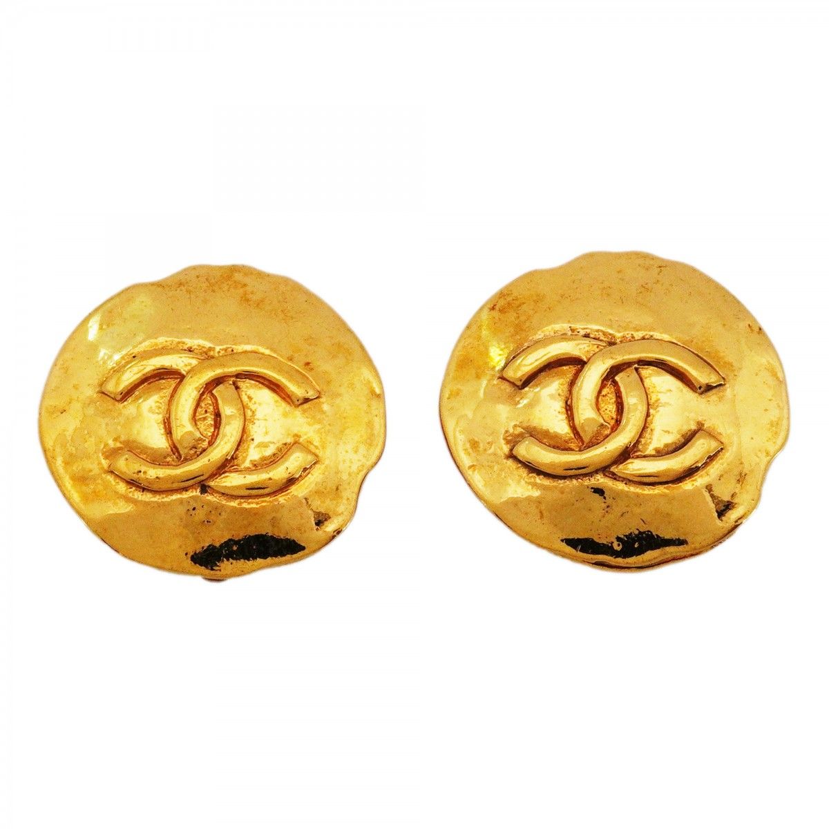 Chanel Earrings Vintage CC Logo Gold Plated