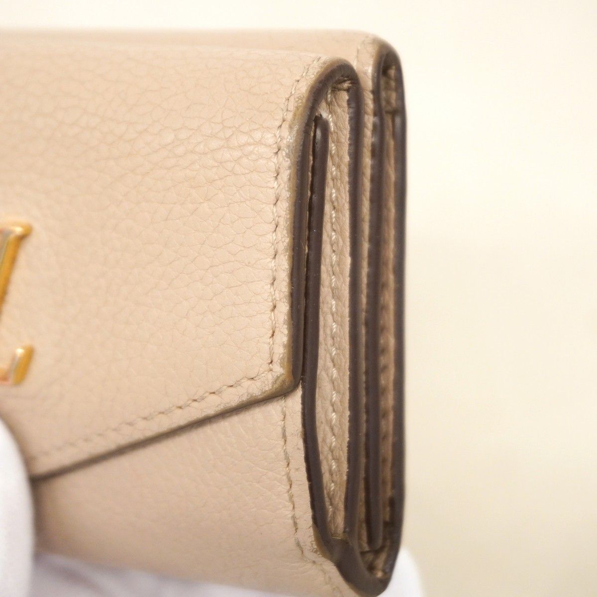 Louis Vuitton Trifold Wallet Calf Portefeuille Lock Mini Gray — view 7