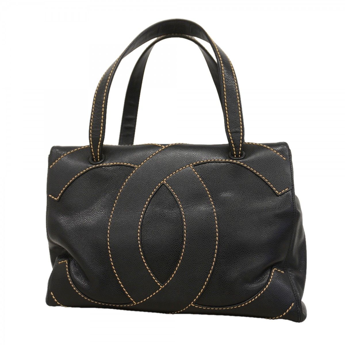 Chanel Tote Wild Stitch Caviar Leather Black Gold