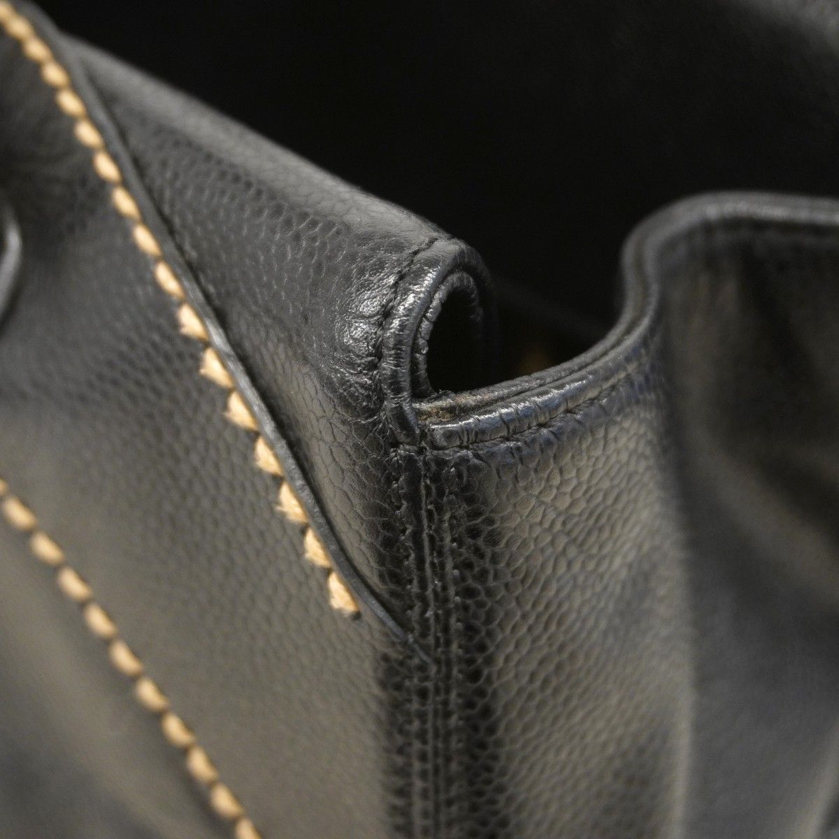Chanel Tote Wild Stitch Caviar Leather Black Gold — view 7