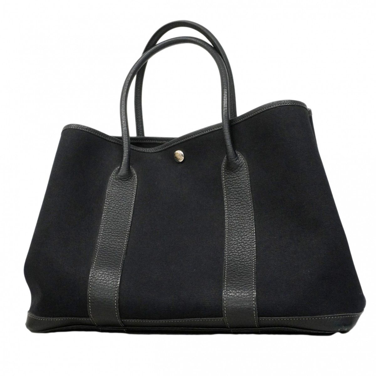 Hermes Tote Garden Party PM Toile Officier Black Silver