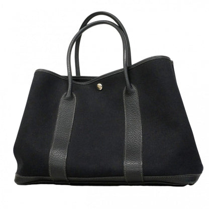 Hermes Tote Garden Party PM Toile Officier Black Silver