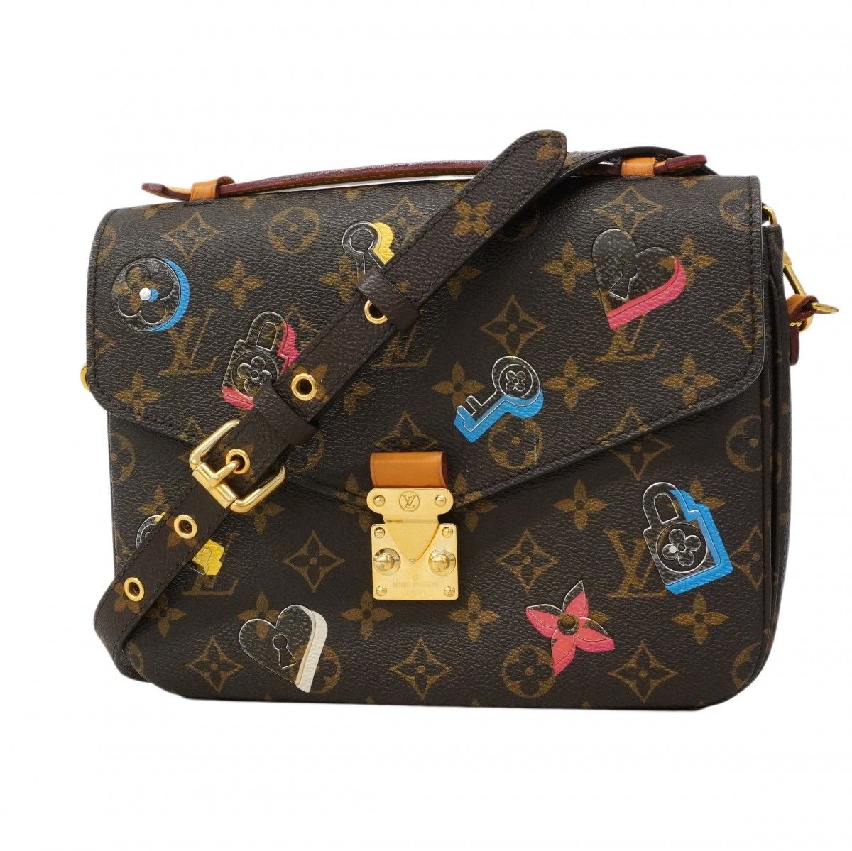 Louis Vuitton Handbag Monogram Love Lock Pochette Metis MM Brown 2-Way