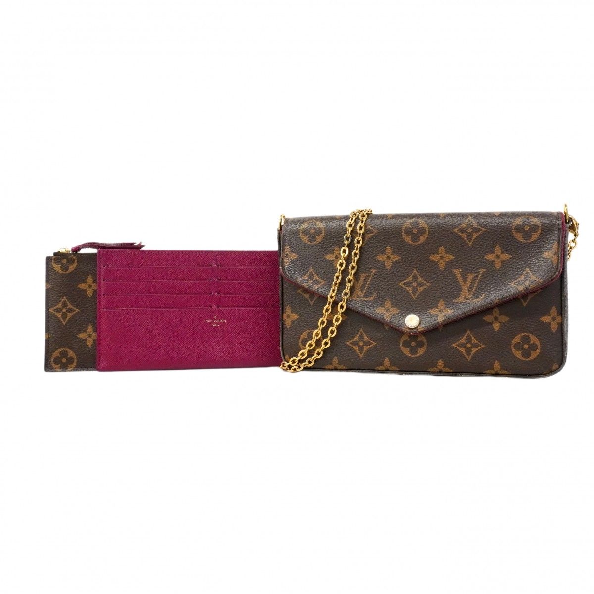 Louis Vuitton Shoulder Wallet Monogram Pochette Felicity Brown