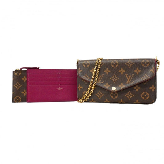 Louis Vuitton Shoulder Wallet Monogram Pochette Felicity Brown