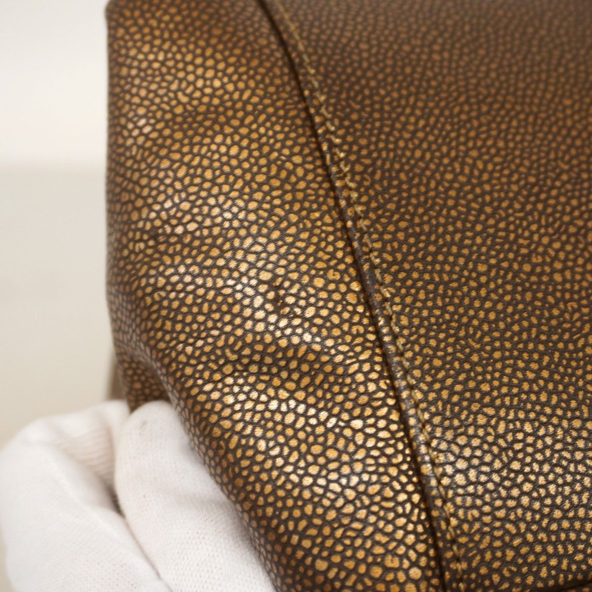 Chanel Chain Tote Quilted Caviar Leather Brown Silver — view 9