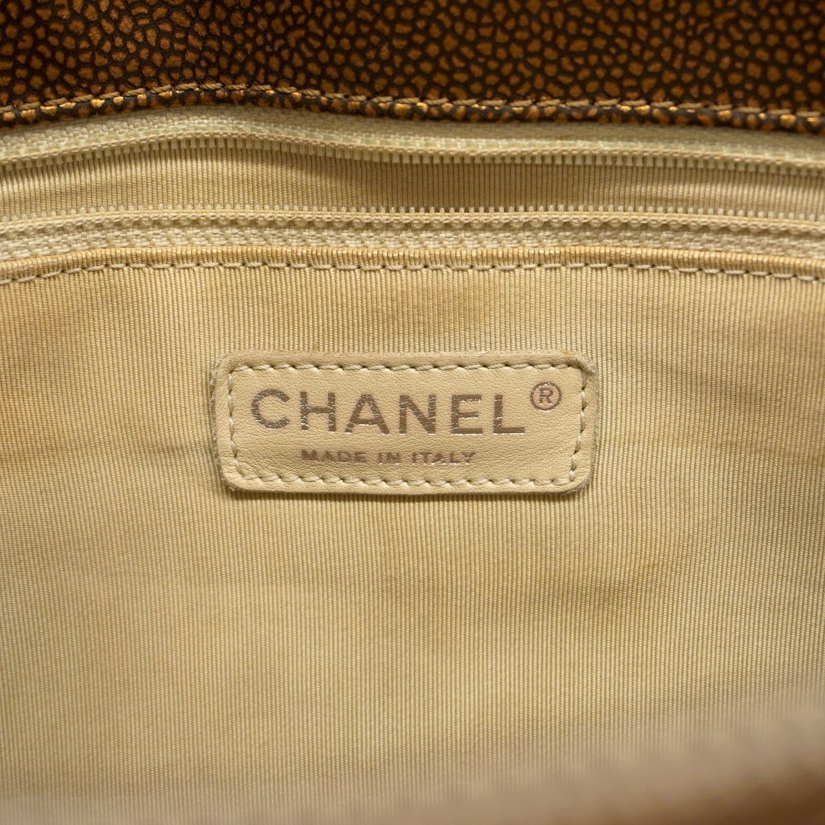 Chanel Chain Tote Quilted Caviar Leather Brown Silver — view 5