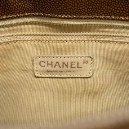 Chanel Chain Tote Quilted Caviar Leather Brown Silver — view 5