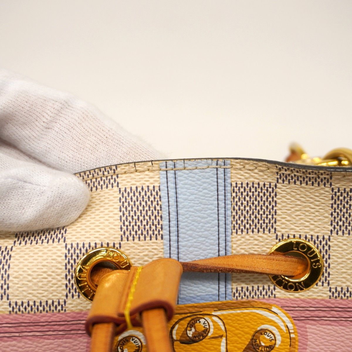 Louis Vuitton Shoulder Bag Damier Azur Summer Trunk Neo Noe White — view 8