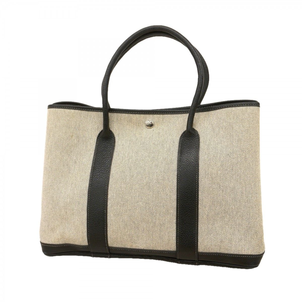Hermes Tote Garden Party PM Bolduc Ribbon Toile Ash Black Silver