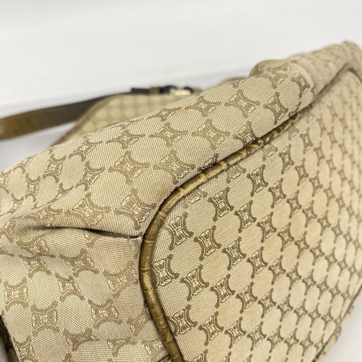 Celine Tote Macadam Nylon Canvas Beige Champagne Gold — view 6