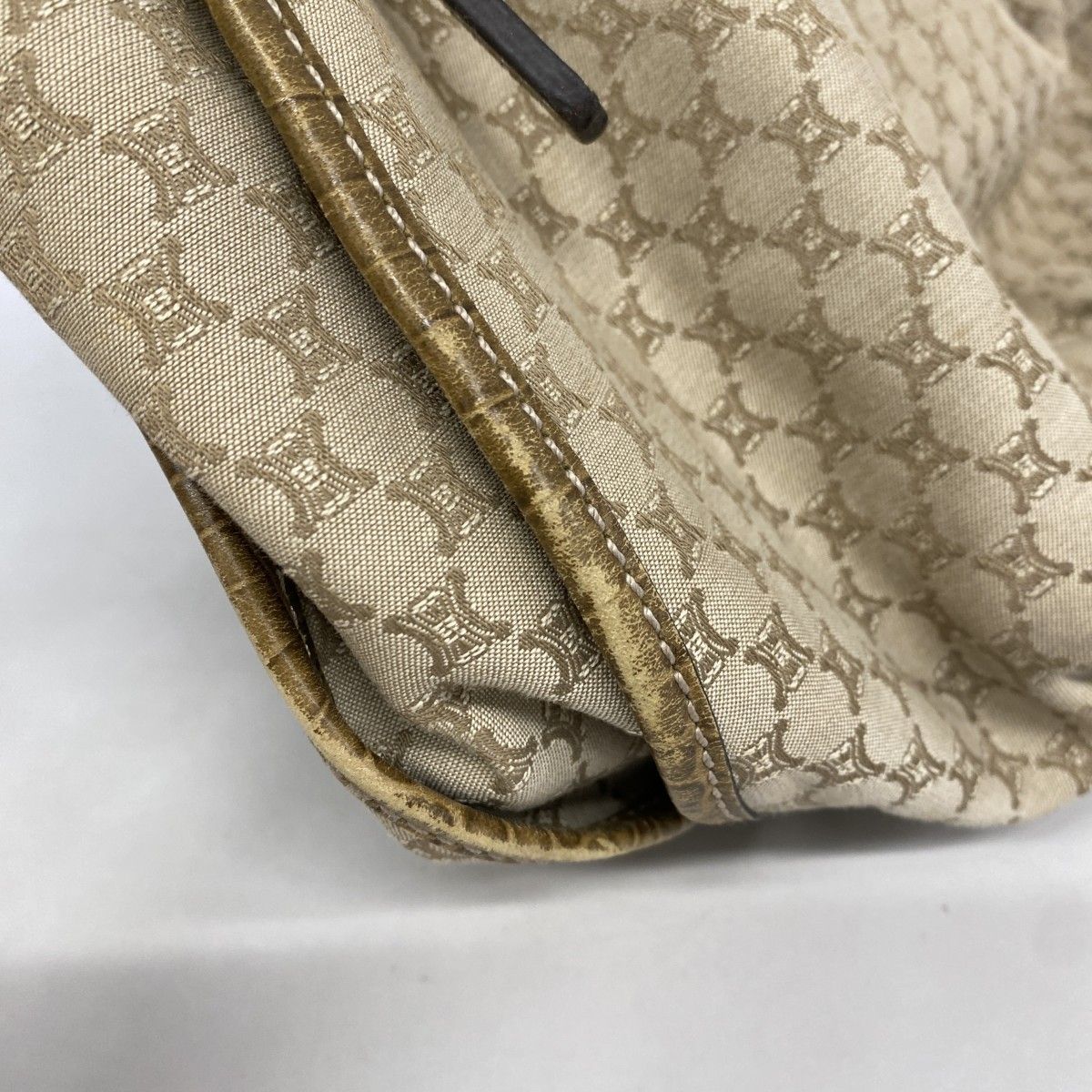 Celine Tote Macadam Nylon Canvas Beige Champagne Gold — view 7