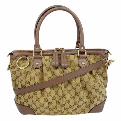 Gucci Handbag GG Canvas Beige Champagne Gold 2-Way