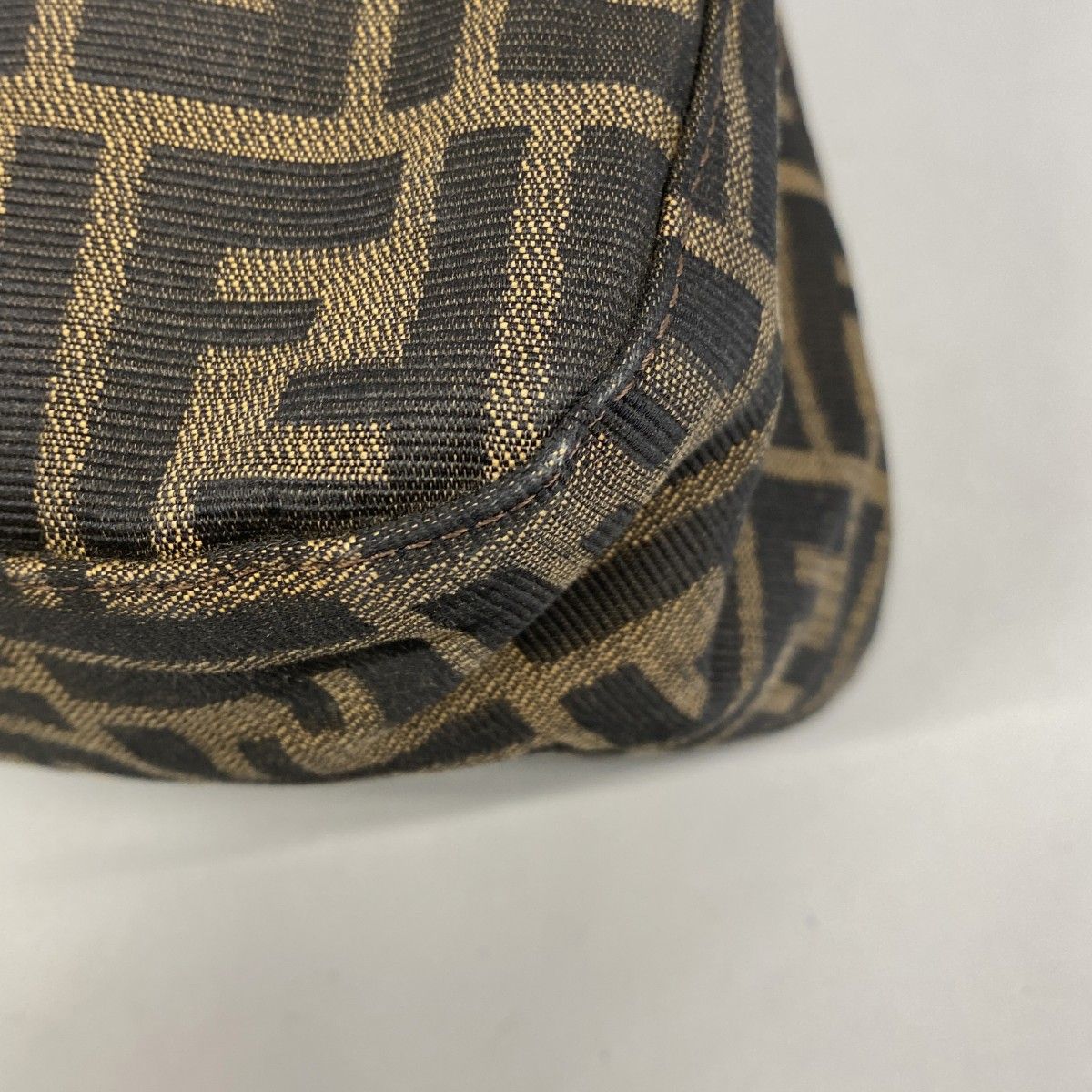 Fendi Handbag Zucca Nylon Canvas Brown Silver — view 8