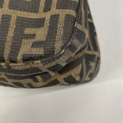 Fendi Handbag Zucca Nylon Canvas Brown Silver — view 8