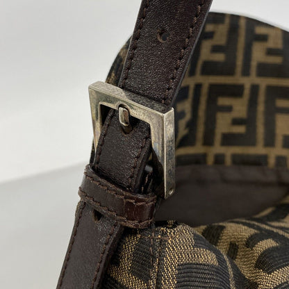 Fendi Handbag Zucca Nylon Canvas Brown Silver — view 7