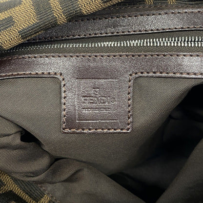 Fendi Handbag Zucca Nylon Canvas Brown Silver — view 5