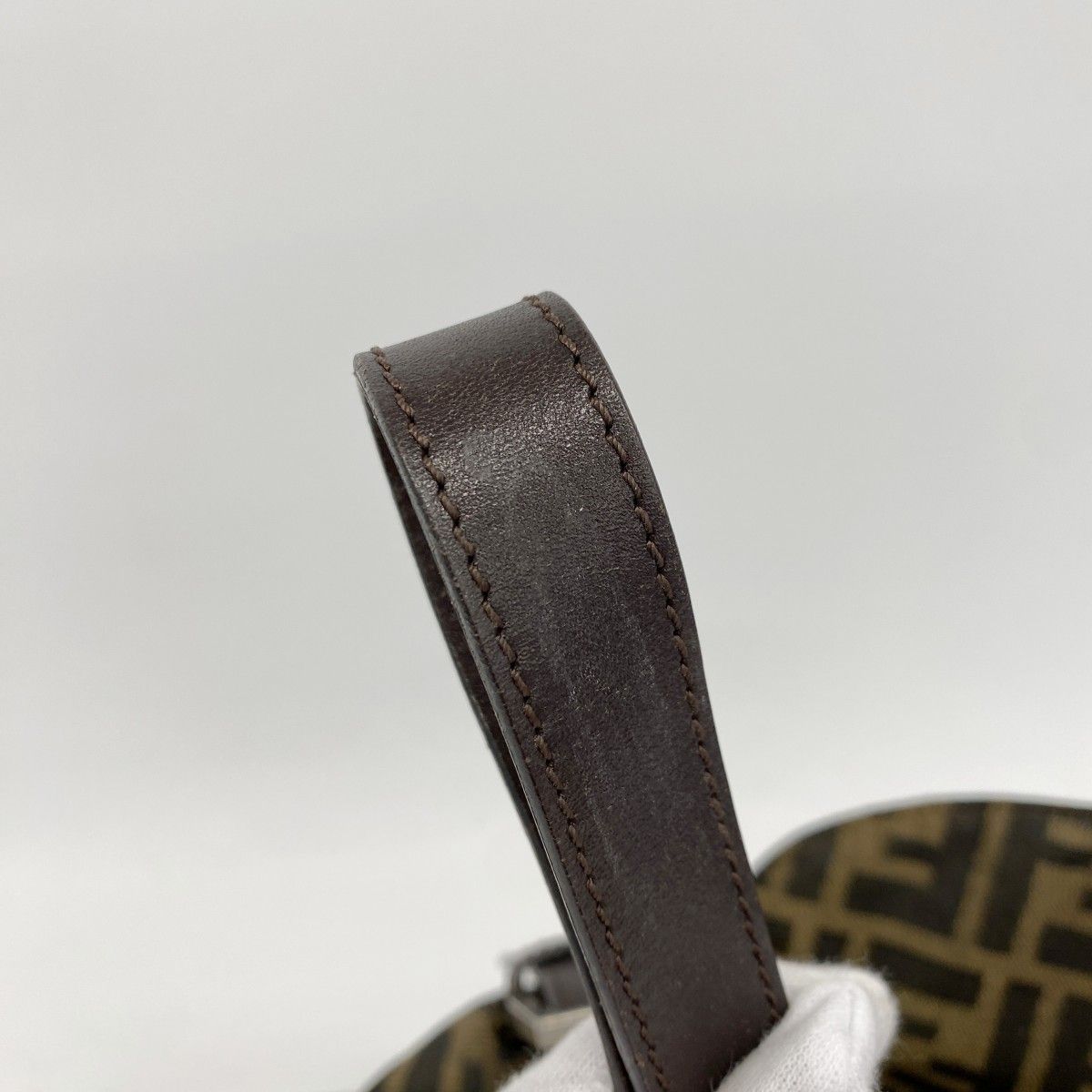 Fendi Handbag Zucca Nylon Canvas Brown Silver — view 6