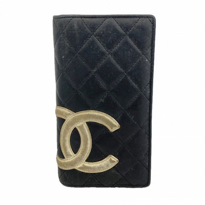 Chanel Wallet Cambon Lambskin Black Silver