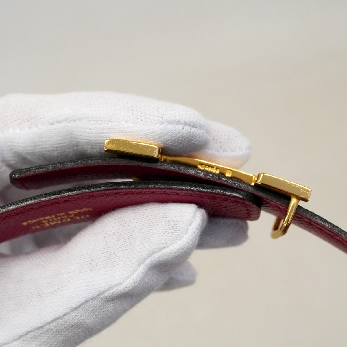 Hermes Belt Constance Courchevel Black Rouge Vif Gold — view 3
