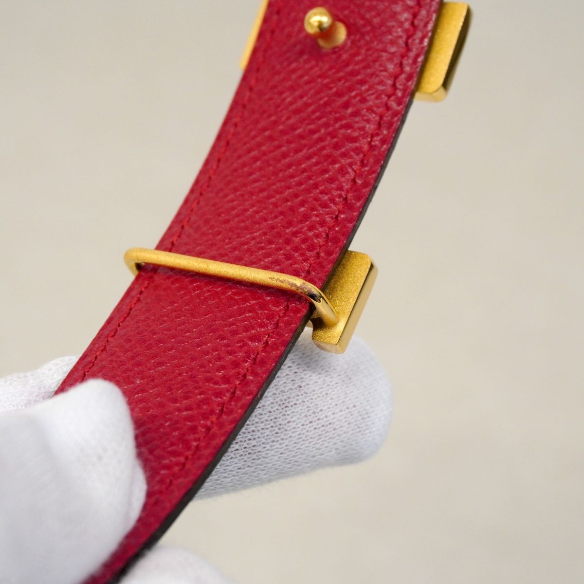 Hermes Belt Constance Courchevel Black Rouge Vif Gold — view 5