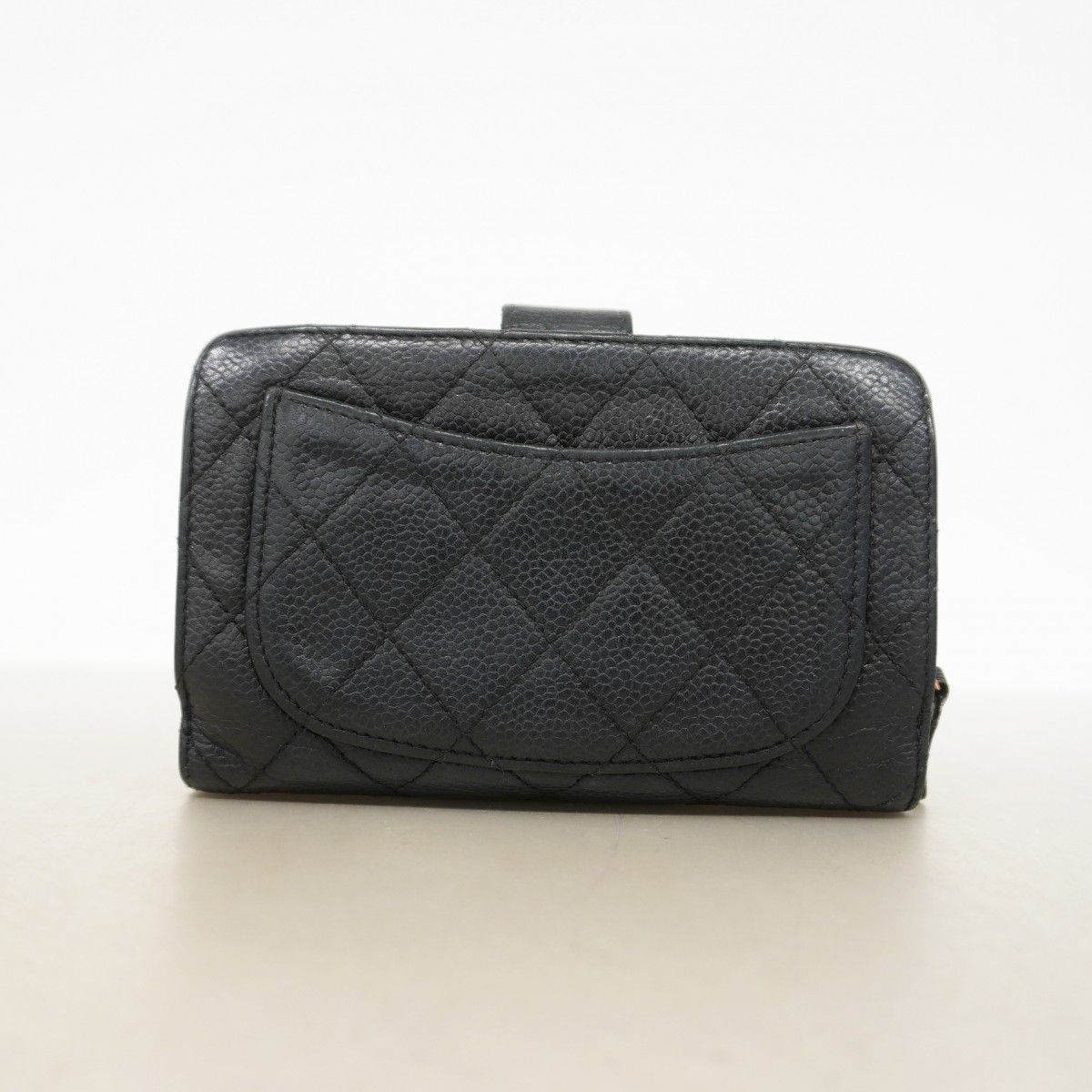 Chanel Wallet Quilted Caviar Leather Black Silver — view 8